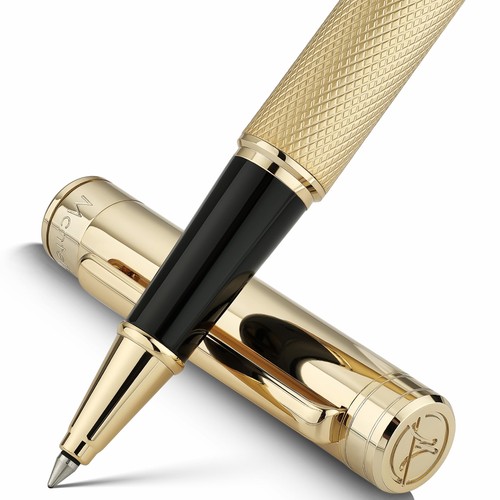 Luxury gold rollerball pen set - gold,